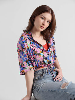 ONLY - Multicolor Floral Cropped Shirt