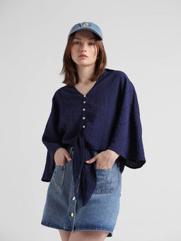 ONLY - Dark Blue Textured Top
