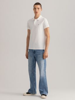 GANT - Men White Solid Slim Polo T-shirt