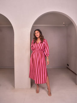 WHY SO BLUE - Pink Serena Wrap Dress