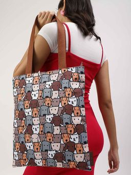 Fastrack - Women Tan Doodle Printed College Tote Bag Fits Upto 14" Laptop