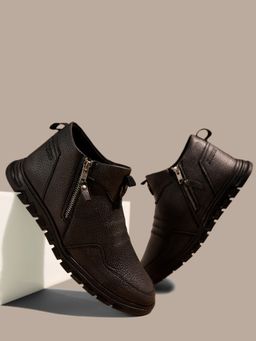 BUCKAROO - Vegan Leather Casual Boots for Men Rustico -Black