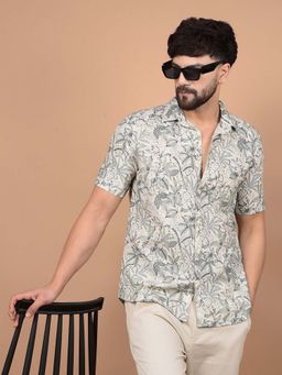 CRIMSOUNE CLUB - Mens Pink Printed Linen Shirt