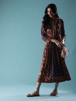 Aarke Ritu Kumar - Grey Floral Print Long Dress