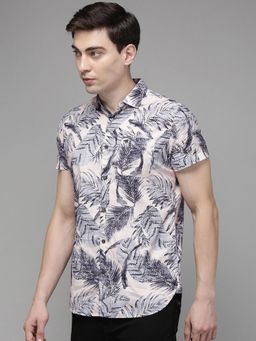 The Bear House - Men's Peach Resort Wear Slim Fit Shirt