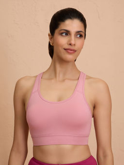 Nykd by Nykaa - Cotton Stretch Slip On Sports Bra with Removable Cups NYK059 Pink