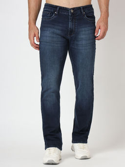 AM SWAN - Men Blue Dark Wash Relaxed Fit Cotton Denim Jeans