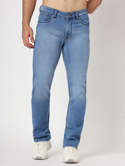 AM SWAN - Men Blue Mid Wash Relaxed Fit Cotton Denim Jeans