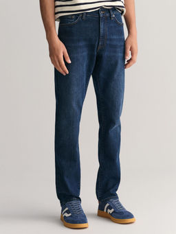GANT - Men Blue Washed Slim Fit Mid-Rise Jeans