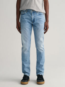 GANT - Men Blue Washed Slim Fit Mid-Rise Jeans