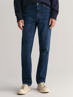 GANT - Men Blue Washed Regular Fit Mid-Rise Jeans