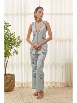 Pasha India - Soft Blue Polka Dot Pant & Suit (Set of 2)