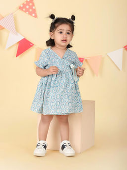 Fabindia - Blue Cotton Hand Block Printed Dress