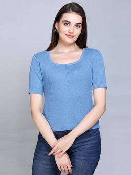 513 - Knitted Square Neck Casual Slim Fit Smart Casual Summer Top