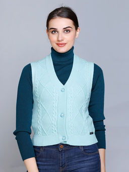 513 - Women Acrylic V-Neck Buttoned Cardigans