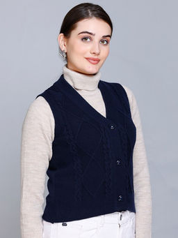 513 - Women Acrylic V-Neck Buttoned Cardigans