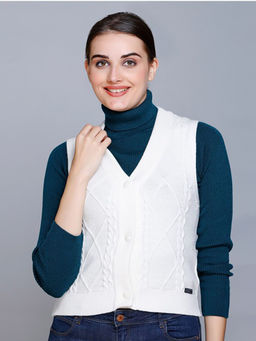 513 - Women Acrylic V-Neck Buttoned Cardigans