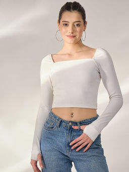 PANIT - Ribbed Knitted Square Neck Crop Top