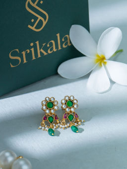 Srikala - Emerald Drops Kundan Earrings