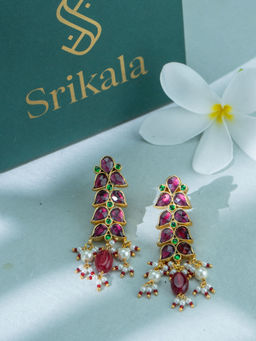 Srikala - Crimson Cascade Drop Earrings