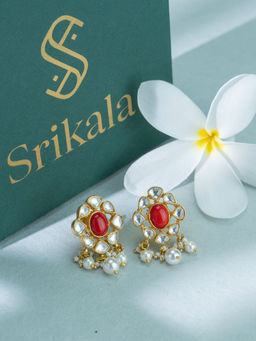Srikala - Red Stone Radiance Stud Earrings