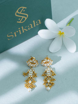 Srikala - Golden Kundan Elegance Drop Earrings