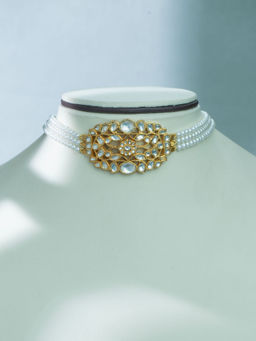 Srikala - Elegant Pearl White Stone Choker