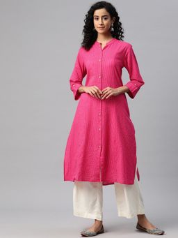 Readiprint - Straight Style Cotton Fabric Pink Color Kurta