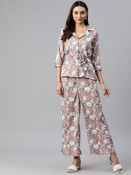 Readiprint - Shirt Style Polyester Fabric Mauve Color Co-Ord (Set of 3)