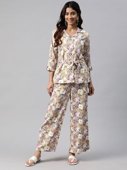 Readiprint - Shirt Style Polyester Fabric Yellow Color Co-Ord (Set of 3)