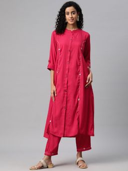 Readiprint - Rayon Fabric Pink Color Kurta with Pant (Set of 2)