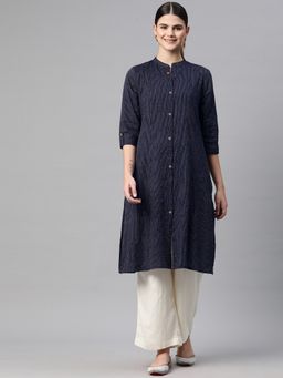 Readiprint - Straight Style Cotton Fabric Navy Blue Color Kurta