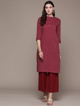 Readiprint - Straight Style Cotton Fabric Wine Color Kurta