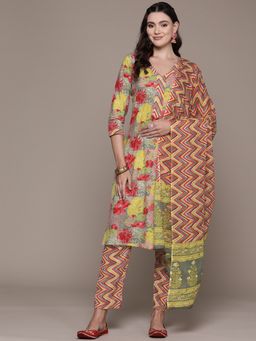 Readiprint - Straight Style Cotton Fabric Multi-Kurta with Pant and Dupatta (Set of 3)