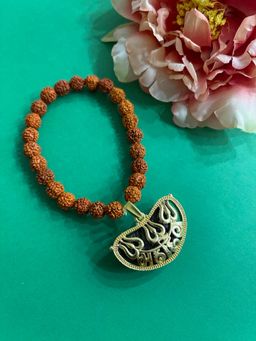 Digital Dress Room - Unique Bracelet Gold Plated Mahakal Rudraksha Rakhi Bracelet
