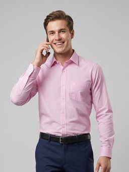 Charagh Din - Pink Blended Full Sleeves Stripes Slim Fit Shirt
