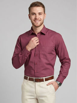 Charagh Din - Maroon Cotton Full Sleeves Self Design Regular Fit Shirt