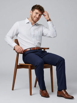 Charagh Din - White Blended Full Sleeves Stripes Regular Fit Shirt