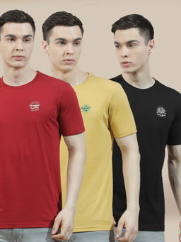 Cantabil - Black Cotton Half Sleeves Solid Regular Fit (Pack Of 3)