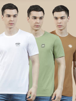 Cantabil - White Cotton Half Sleeves Solid Regular Fit (Pack Of 3)