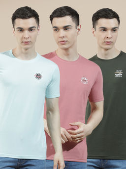 Cantabil - Green Cotton Half Sleeves Solid Regular Fit (Pack Of 3)