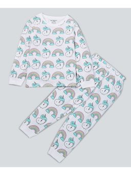 Be Awara - Full Sleeves Cotton T-shirt & Track Pants Unicorn Print (Set of 2)