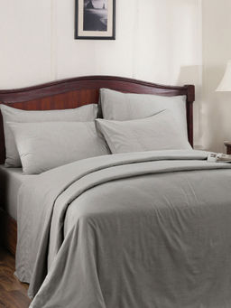 Maspar - Cotsmere Emmie 300TC Cotton Hem Stitch Grey Marble Double Duvet Cover and 2 Pillow Case