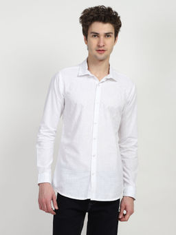 Global Republic - Cotton Embroidered Collar Neck Shirt - White