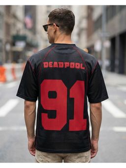 Bewakoof - Marvel Deadpool Men Black Deadpool Typography Oversized T-Shirt