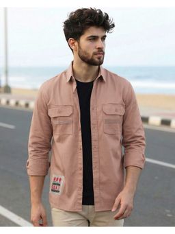 Bewakoof - Men Mocha Mousse Pink Legendary Typography Shirt