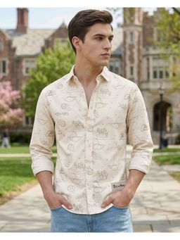 Bewakoof - Rick and Morty Men Beige All Over Printed Shirt