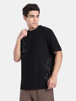 R&B - Black Embroidered Men Short Sleeve T-Shirt