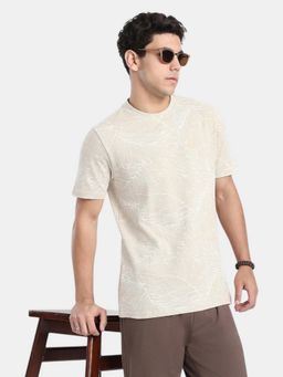 R&B - Beige Printed Men Short Sleeve T-Shirt