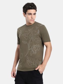 R&B - Olive Embroidered Men Short Sleeve T-Shirt